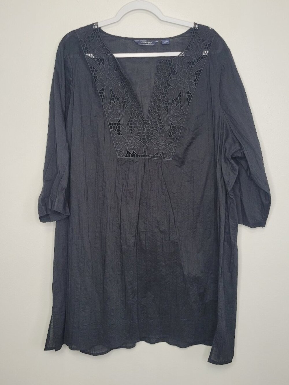 Lands'end black pull over plus size beach cover up summer size 2x plus size